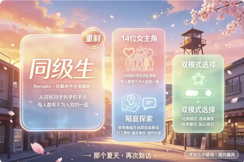 详细阅读:《同级生 重制版》(Doukyuusei Remake):经典名作全面翻新,14位女主角攻略×双模式选择 《同级生 重制版》(Doukyuusei Remake):经典名作全面翻新,14位女主角攻略×双模式选择