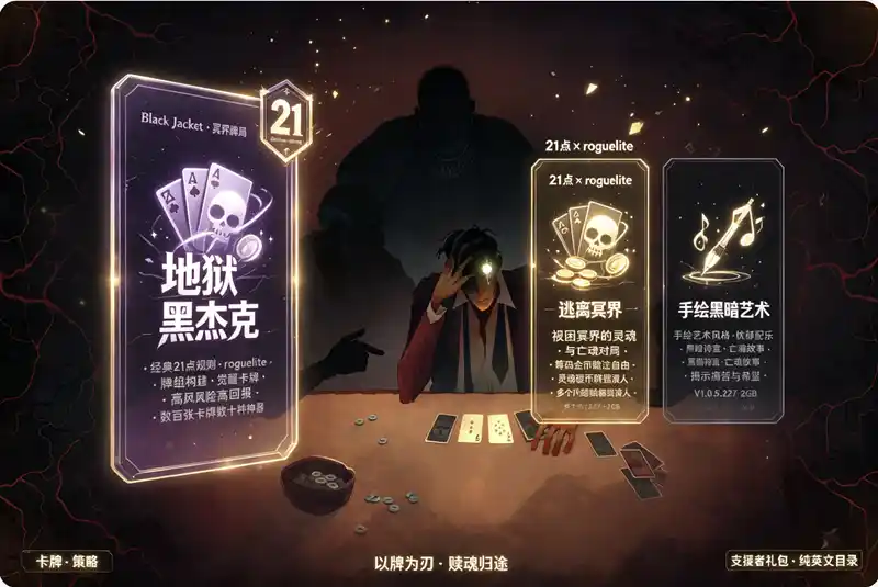 《地狱黑杰克》V1.0.5.227 整合支援者礼包：在冥界以21点赌上自由，roguelite卡牌构筑新体验