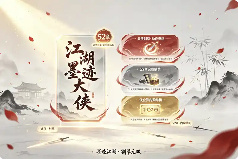 武侠割草动作手游江湖墨迹大侠52章代金券内购单机版