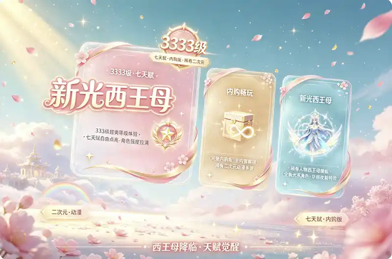 稀有二次元动漫手游【新光西王母3333级七天赋内购版】
