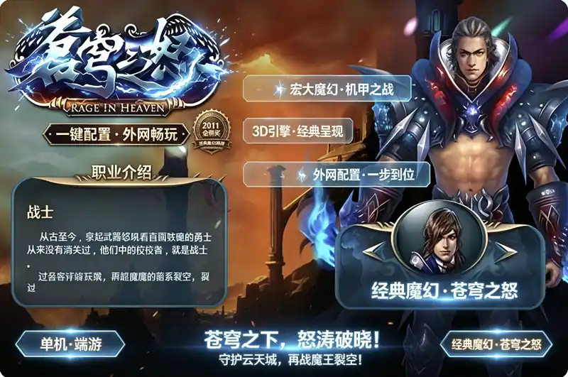 《苍穹之怒》3D魔幻端游单机珍藏版:WIN一键服务端+PC客户端+外网配置工具+搭建教程