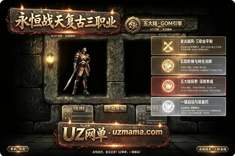 《永恒战天BUFF沉默复古攻速》三职业单机珍藏版[GOM引擎]：五大陆探索+深度养成，复古与爽快并存