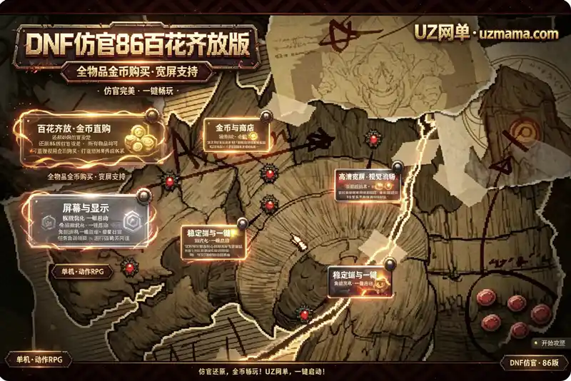 详细阅读:《DNF86百花齐放仿官单机珍藏版》纯金币经济+宽屏镶嵌,重温经典安徒恩时代 《DNF86百花齐放仿官单机珍藏版》纯金币经济+宽屏镶嵌,重温经典安徒恩时代