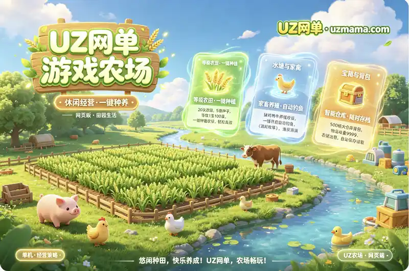 《UZ网单农场》网页经营策略游戏:种田养殖两不误,轻松模拟田园生活