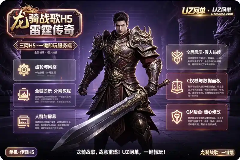 详细阅读:三网游戏《雷霆传奇·龙骑战歌H5》一键即玩服务端:全屏显示+假人热度+GM后台+外网教程 三网游戏《雷霆传奇·龙骑战歌H5》一键即玩服务端:全屏显示+假人热度+GM后台+外网教程
