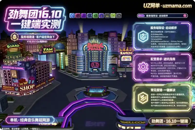劲舞团16.10一键端实测记录：服务端跑通流程、配置建议与常见报错排查，客户端需官网自取